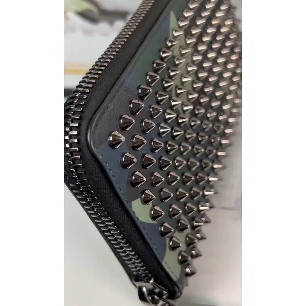 Christian Louboutin Camouflage Panettone Studded Leather Zip Around Wallet